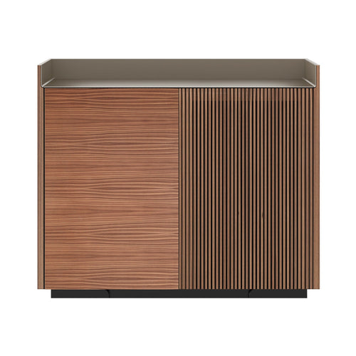 Stockholm STH225 Cupboard: Composition 1 + Super-Matt Walnut + Anodized Aluminum Bronze + Black