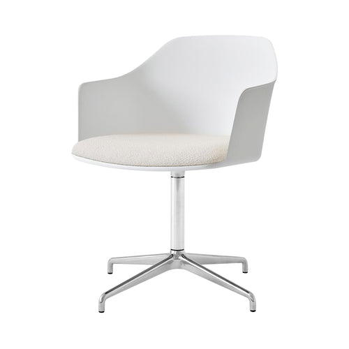 Rely Armchair HW44: Polished Aluminum + White