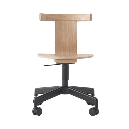 Jiro Swivel Chair: Natural Oak + Black + With Castors