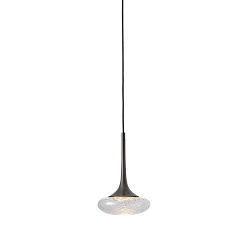 Louis Pendant: Extra Small + Satin Graphite + Clear + Patterned