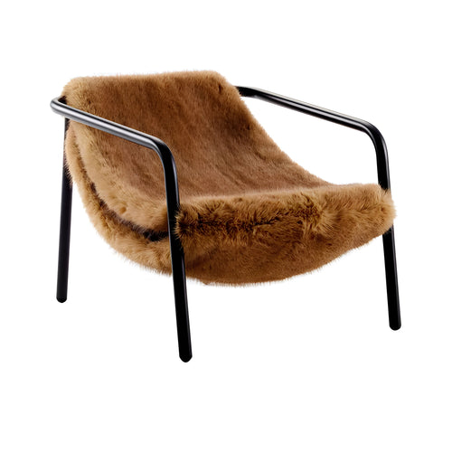Elle Mini Lounge Chair: Negro Matt Lacquered + Furry