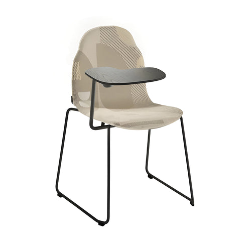 Body Stacking Chair with Writing Tablet: Sled Base + Upholstered