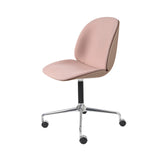 Beetle Meeting Chair: Castor Base + Front Upholstery + Sweet Pink + Polished Aluminum + Black Matt