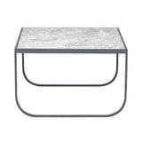 Tati Small Coffee Table: Marble Top + High + Carrara Marble + Storm Grey