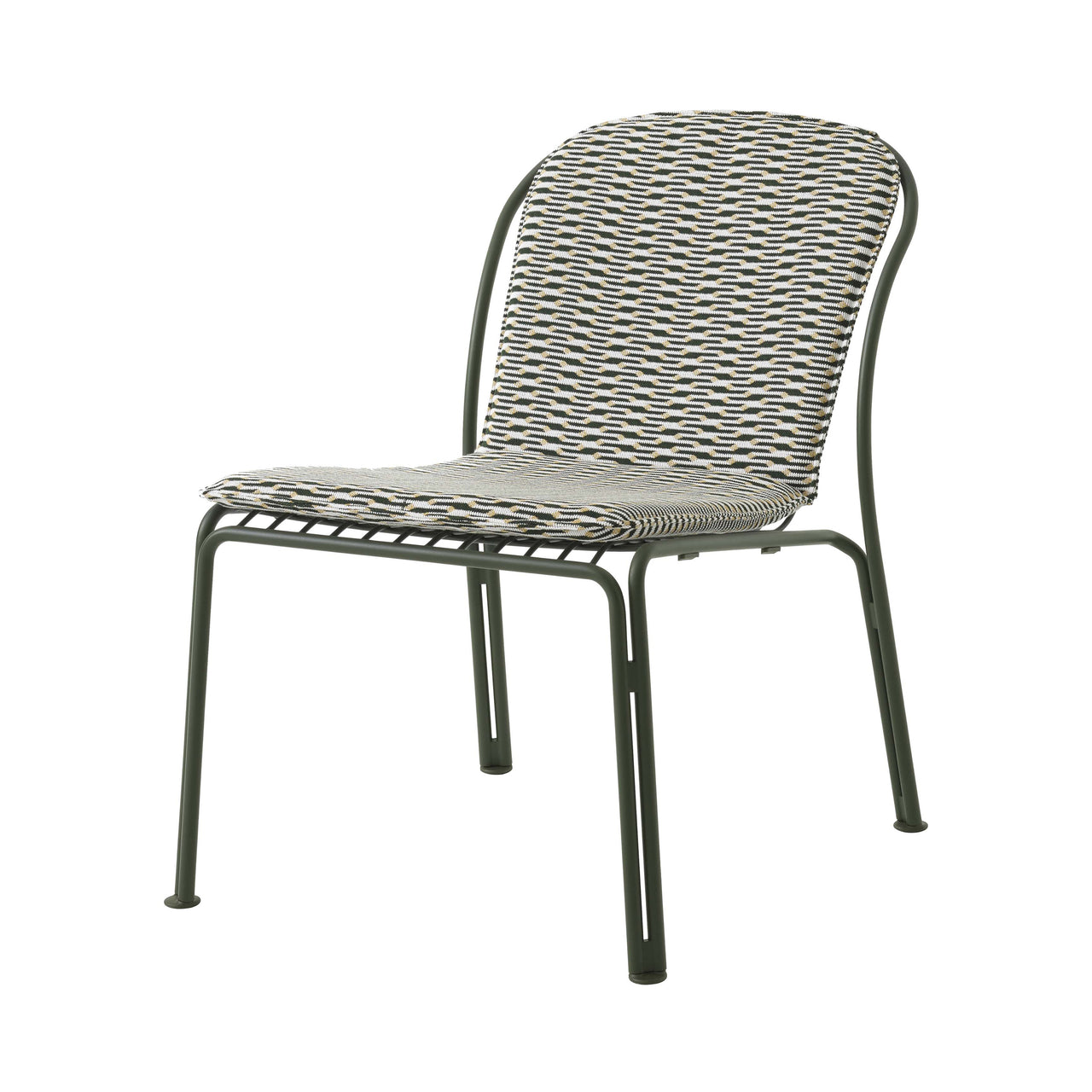 Thorvald SC100 Outdoor Lounge Side Chair: Bronze Green + With Marquetry Bora Cushion