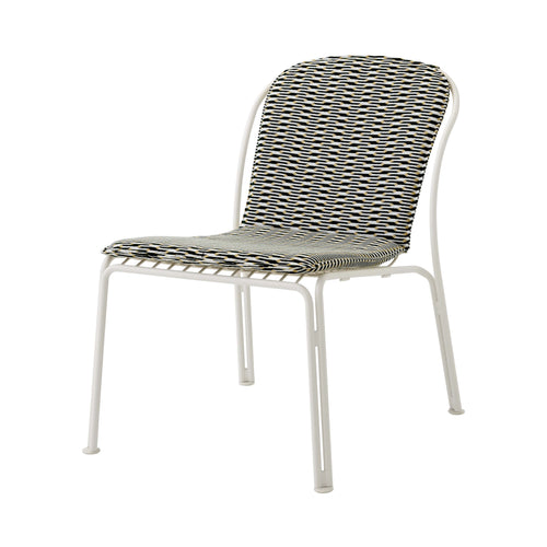 Thorvald SC100 Outdoor Lounge Side Chair: Ivory White + With Marquetry Bora Cushion
