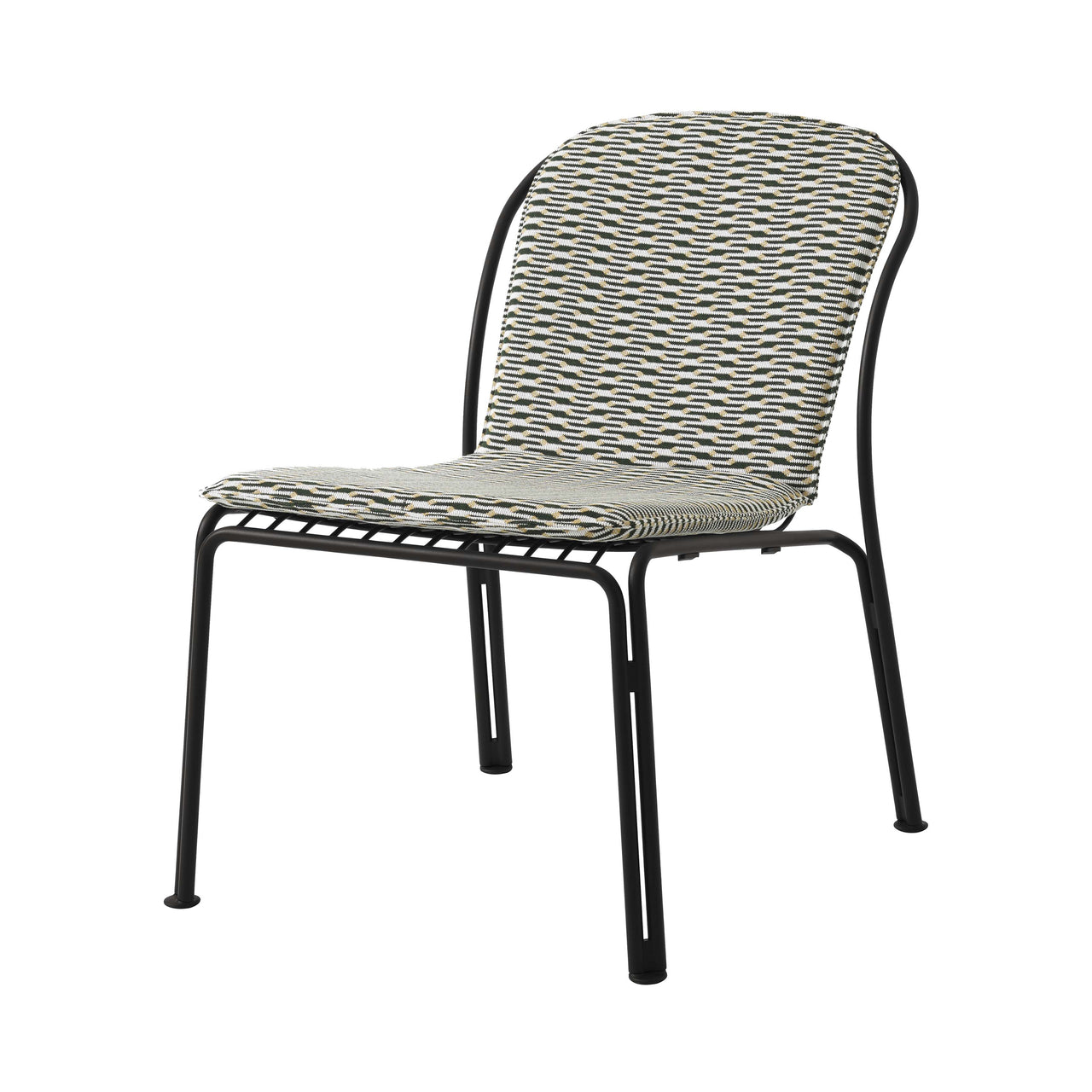 Thorvald SC100 Outdoor Lounge Side Chair: Warm Black + With Marquetry Bora Cushion