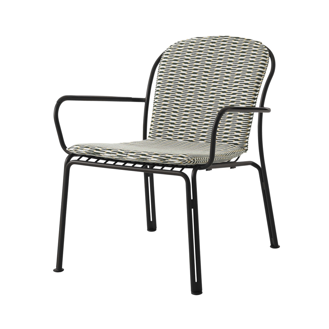 Thorvald SC101 Outdoor Lounge Armchair with Cushion: Set of 2 + Warm Black + Marquetry Bora