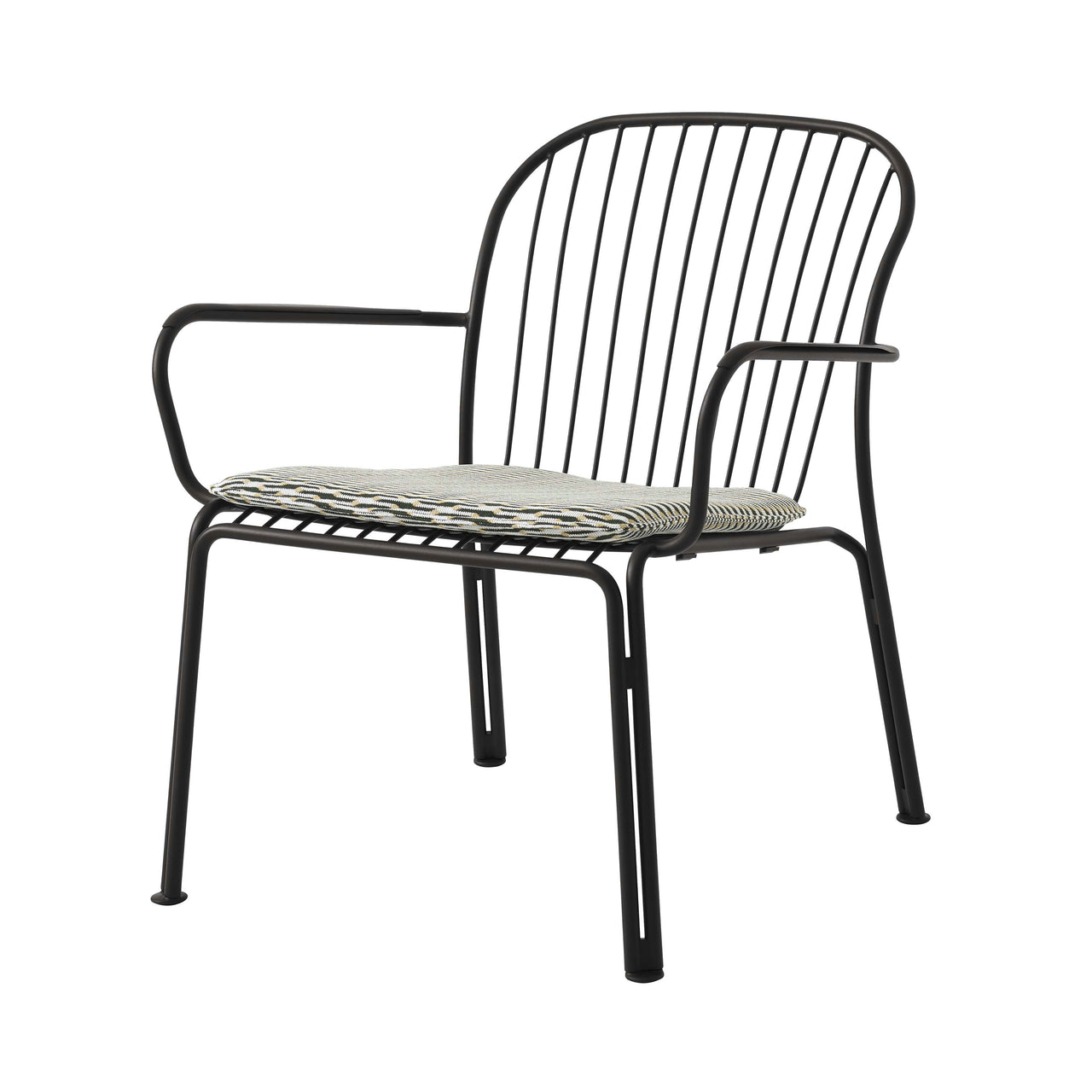 Thorvald SC101 Outdoor Lounge Armchair with Seatpad: Set of 2 + Warm Black + Marquetry Bora