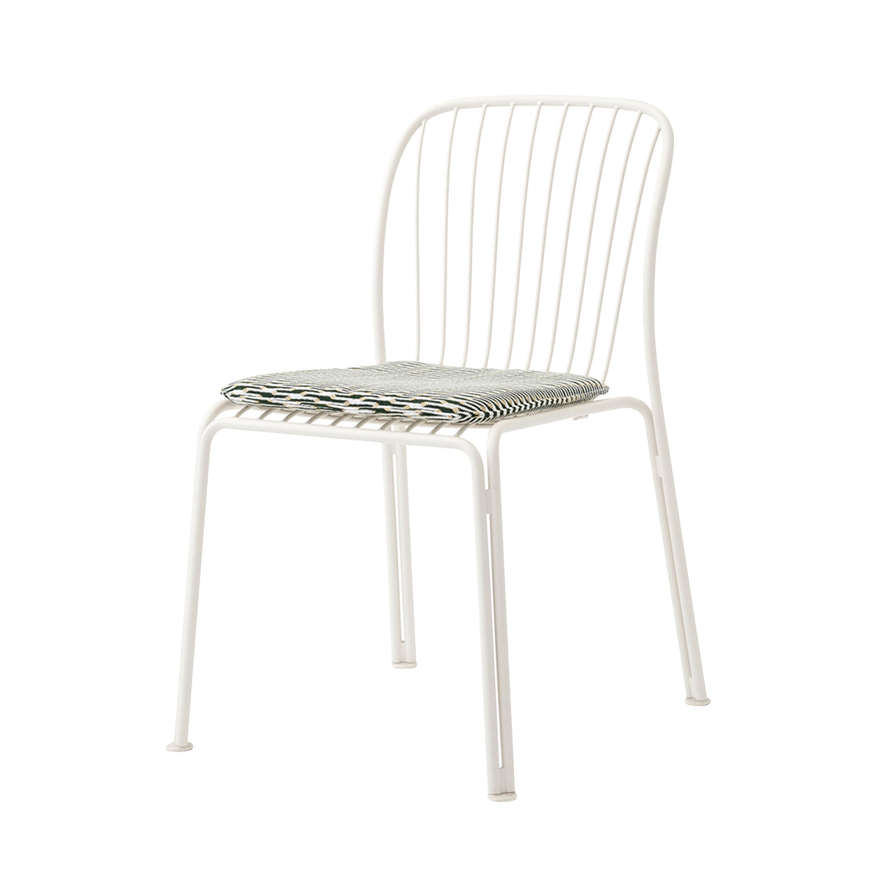 Thorvald SC94 Stacking Outdoor Side Chair with Seatpad: Set of 2 + Ivory + Marquetry Bora