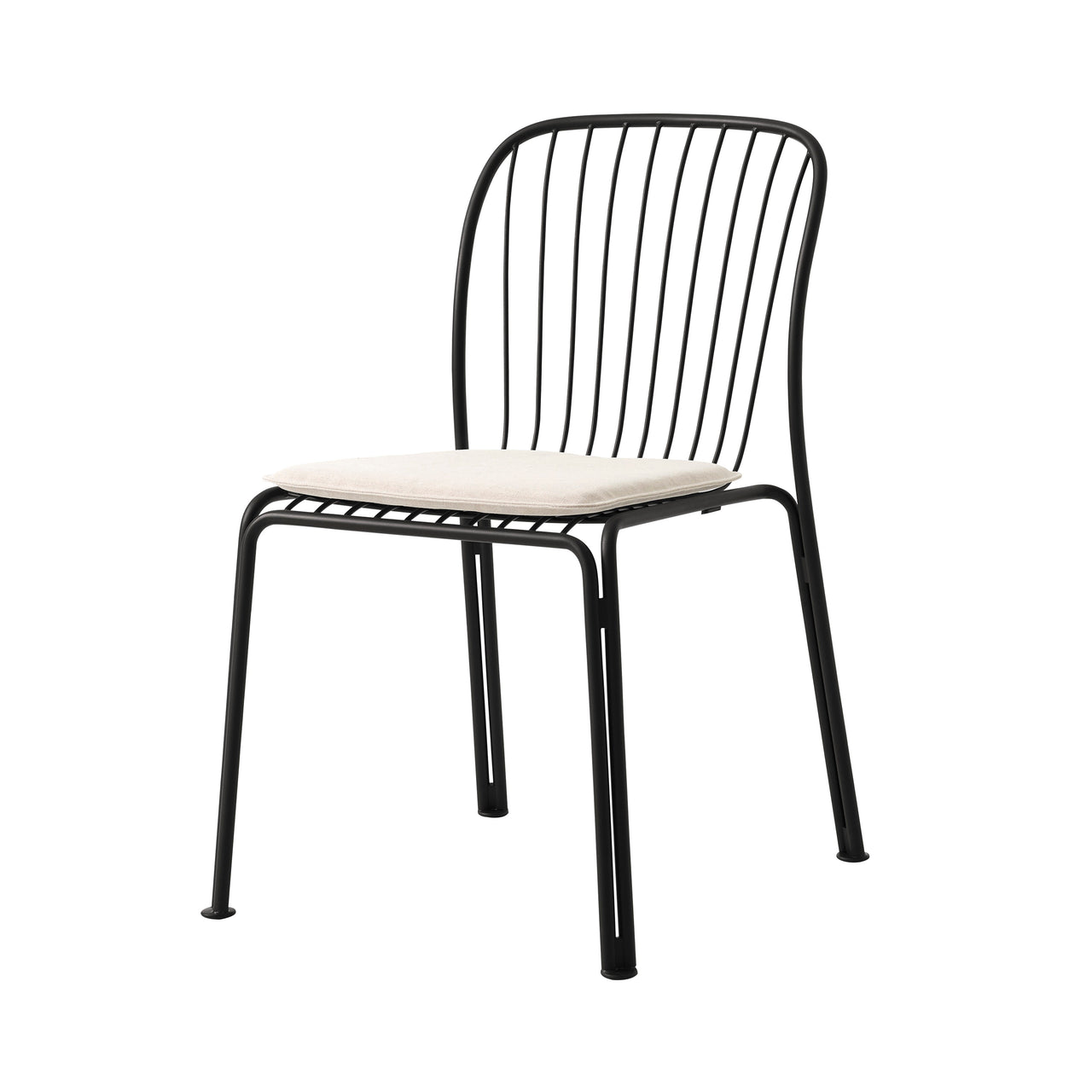 Thorvald SC94 Stacking Outdoor Side Chair with Seatpad: Set of 2 + Warm Black + Heritage Papyrus