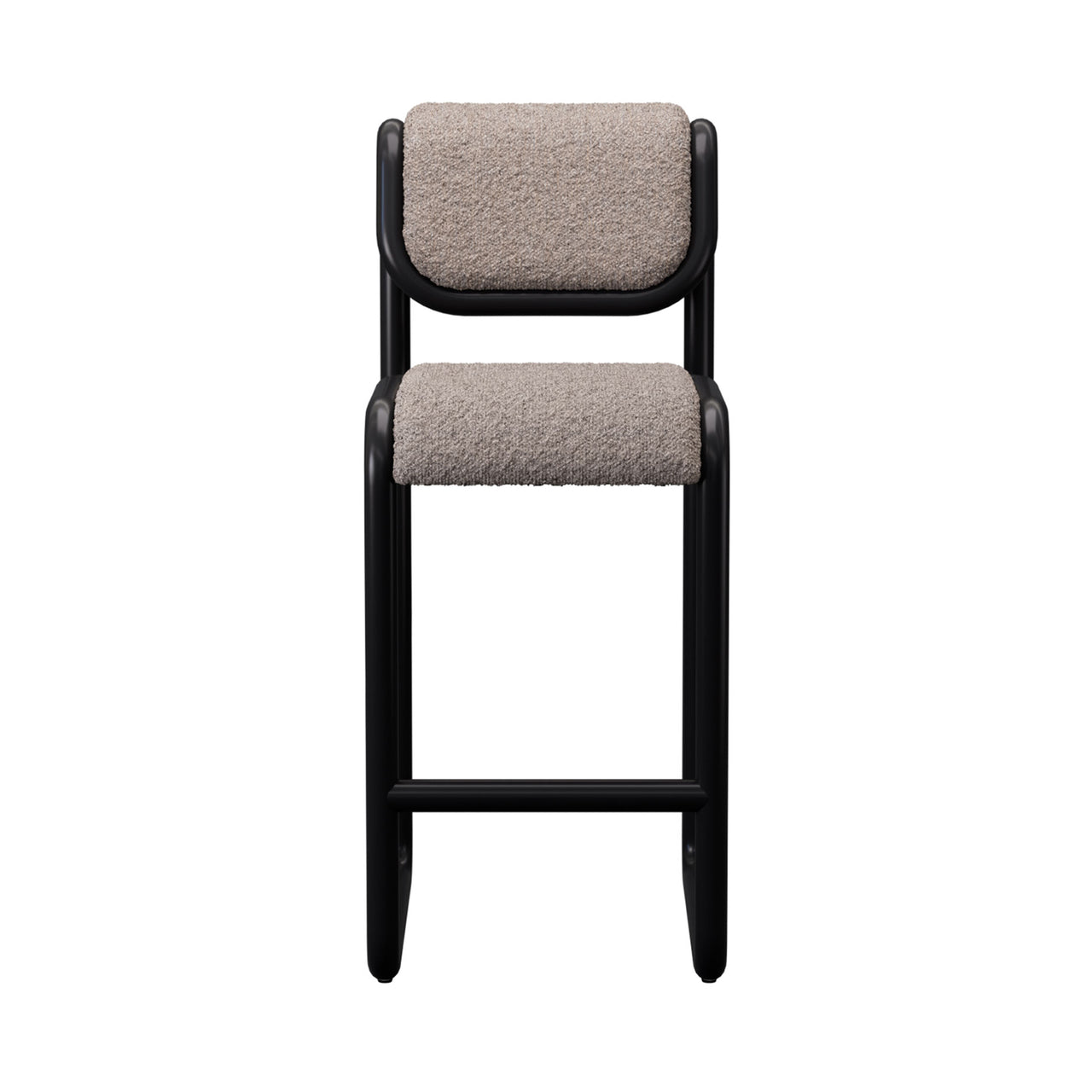 Tube Bar + Counter Stool: Upholstery + Bar + Black + Boucle Grey