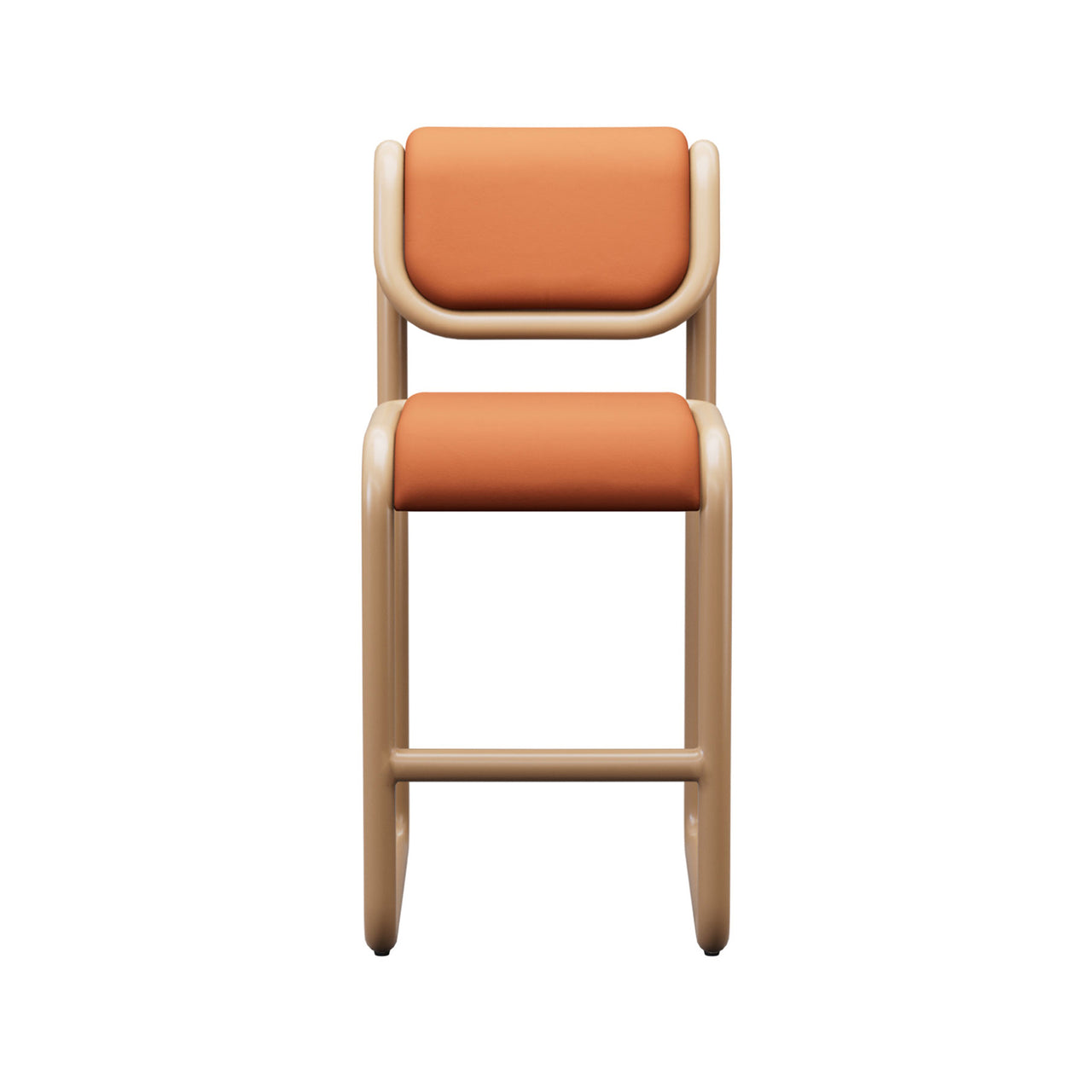 Tube Bar + Counter Stool: Upholstery + Counter + Tan + Vegan Leather Tan