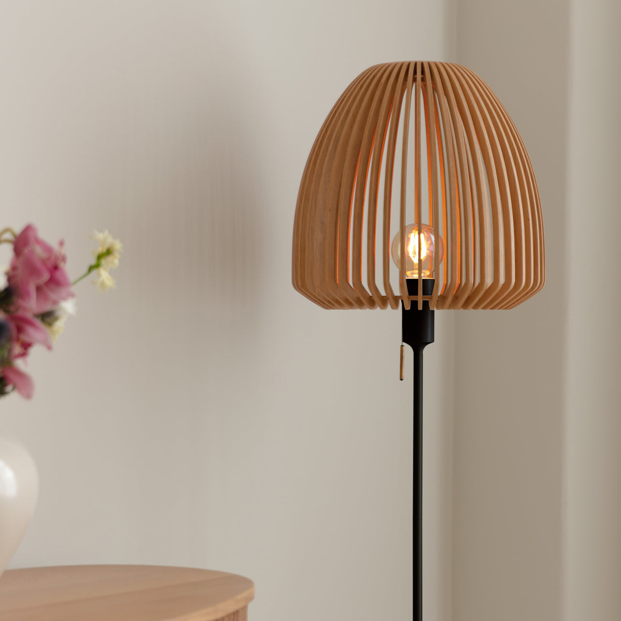 Clava Wood Floor Lamp: Quick Ship