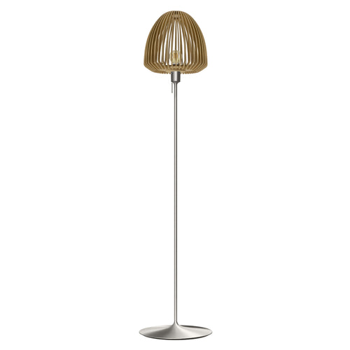 Clava Wood Floor Lamp: Oak + Brushed Steel