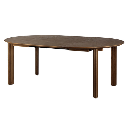 Comfort Circle Dining Table with Extension: Ripples + Dark Oak