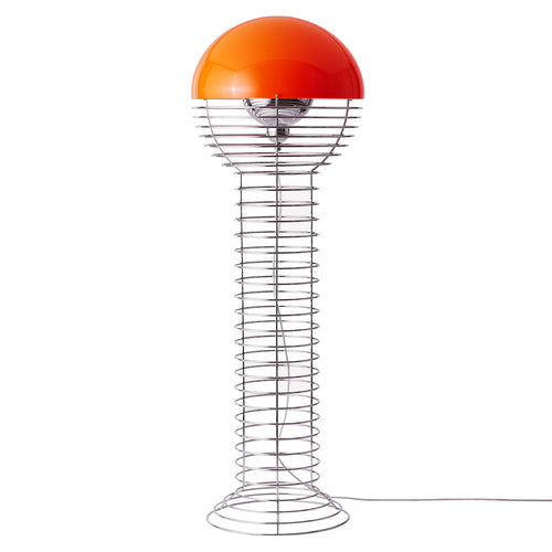Wire Floor Lamp: Chrome + Orange