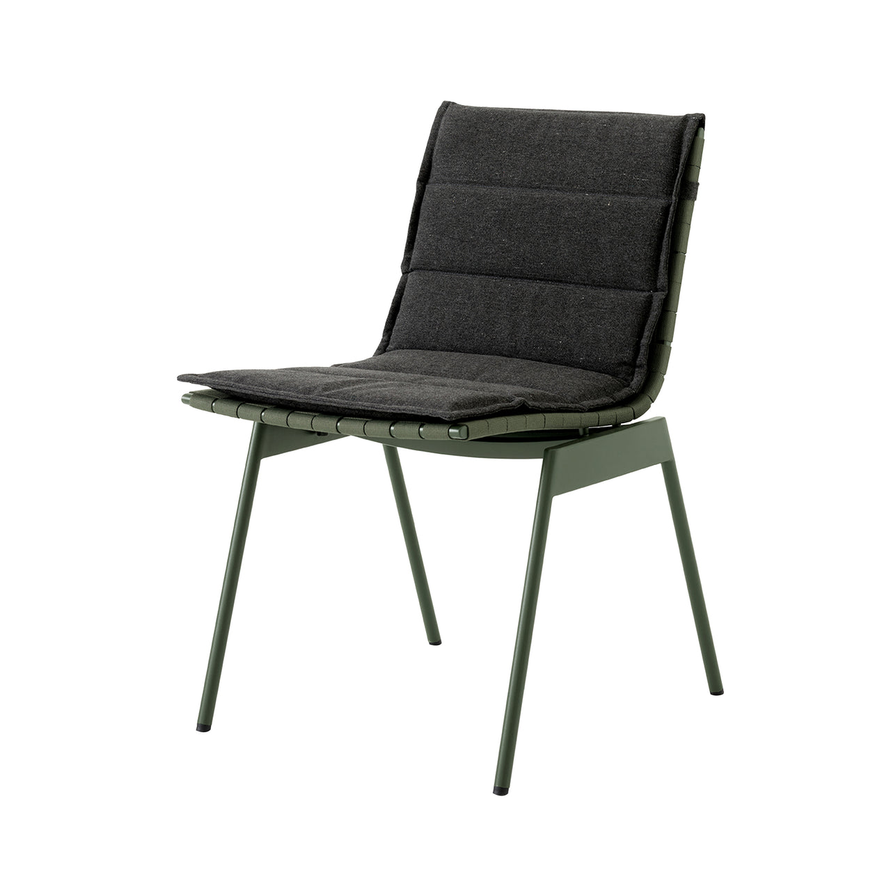Ville AV33 Stacking Outdoor Side Chair: Set of 2 + Bronze Green + With Heritage Char Cushion
