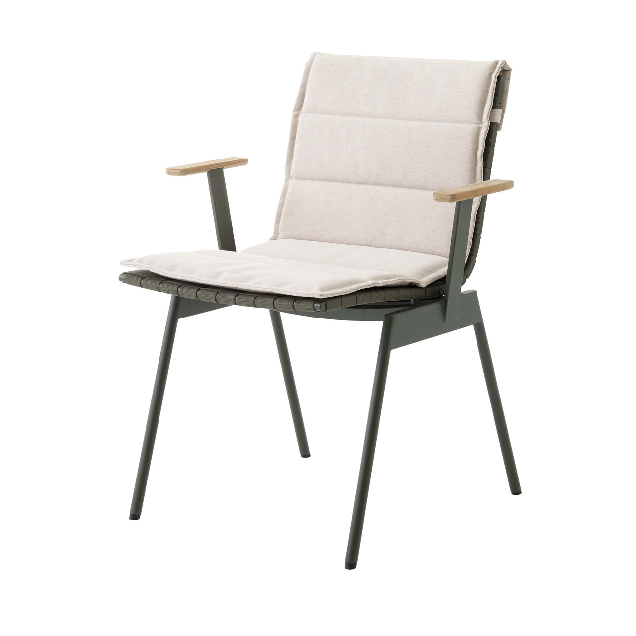 Ville AV34 Stacking Outdoor Armchair: Set of 2 + Bronze Green + With Heritage Papyrus Cushion