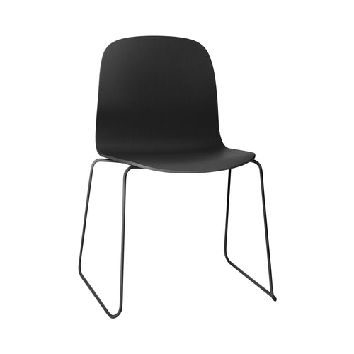 Visu Chair: Sled Base with Linking Device + Black + Black