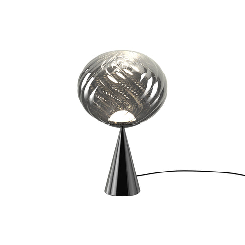 Whirl Cone Fat Table Lamp: Silver + Black