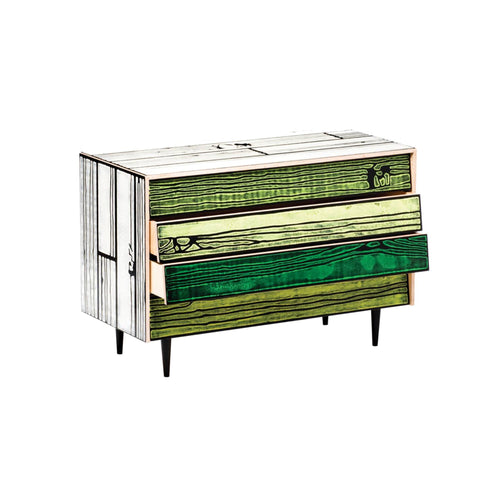 Wrongwood Chest of Drawers: White + Green