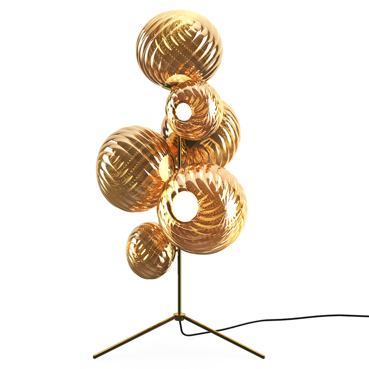 Whirl Floor Chandelier: Gold + Black