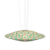 Flax Pendant Light: Large + Bamboo + Aqua + White