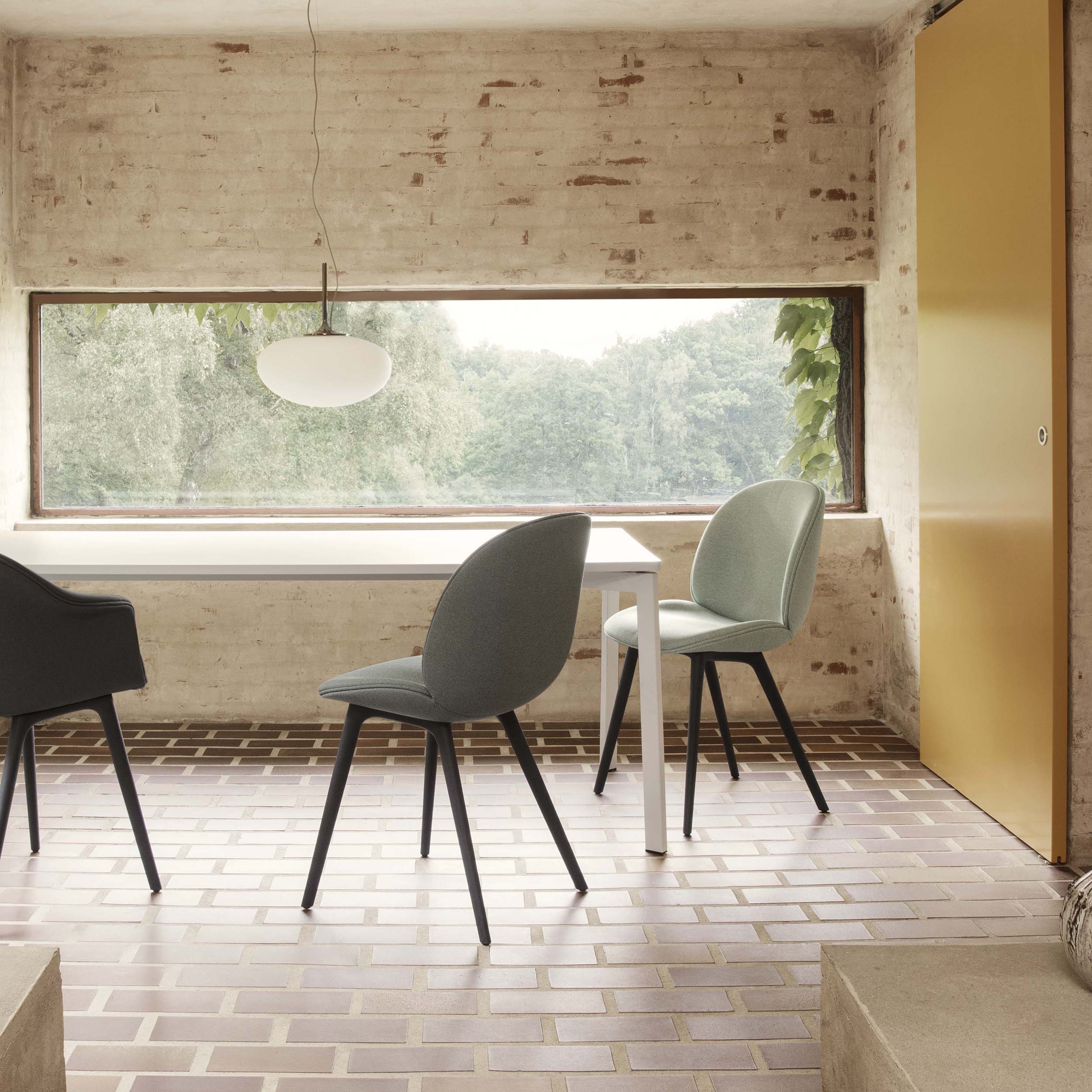 Beetle Dining Chair: Black Plastic Base + Fully Upholstered