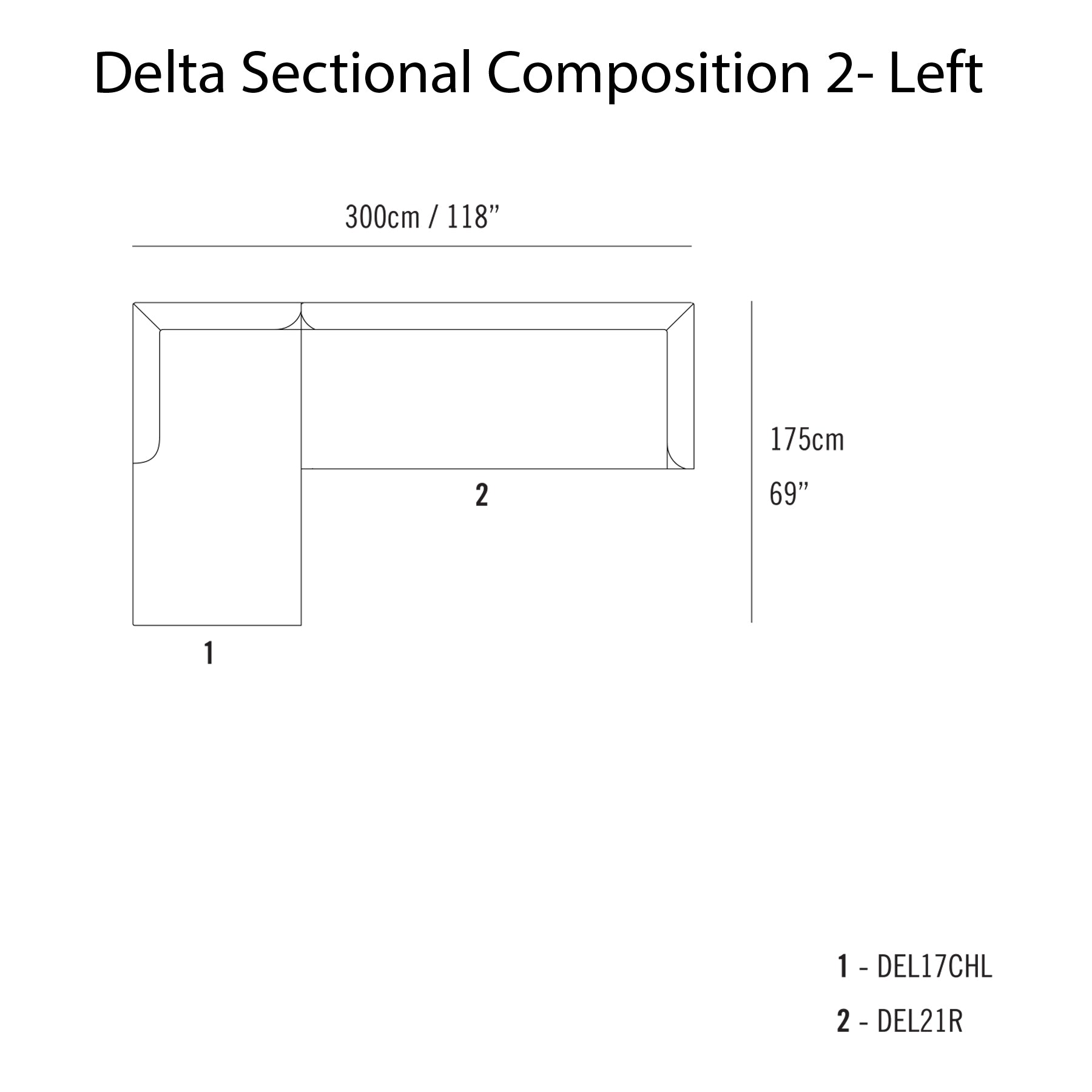 Delta Sectional Sofa: Modular + Composition 2 - Left
