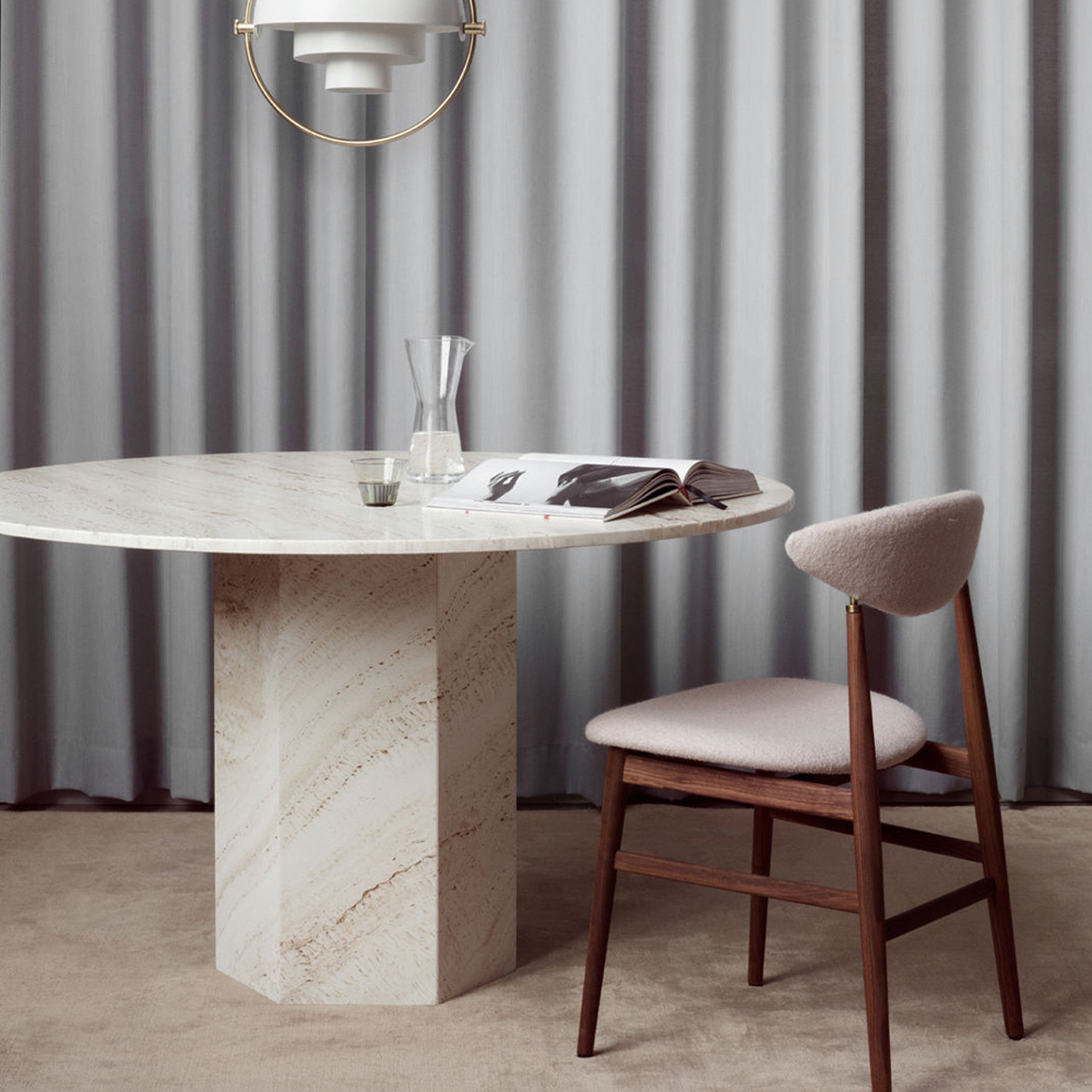 Epic Round Dining Table: Travertine