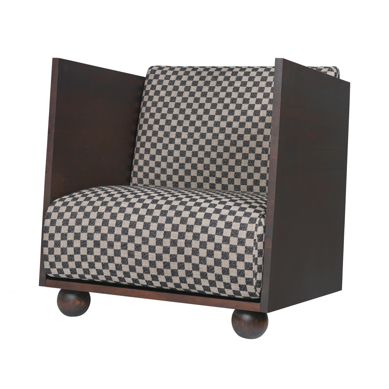 Rum Lounge Chair: Check Sand + Black