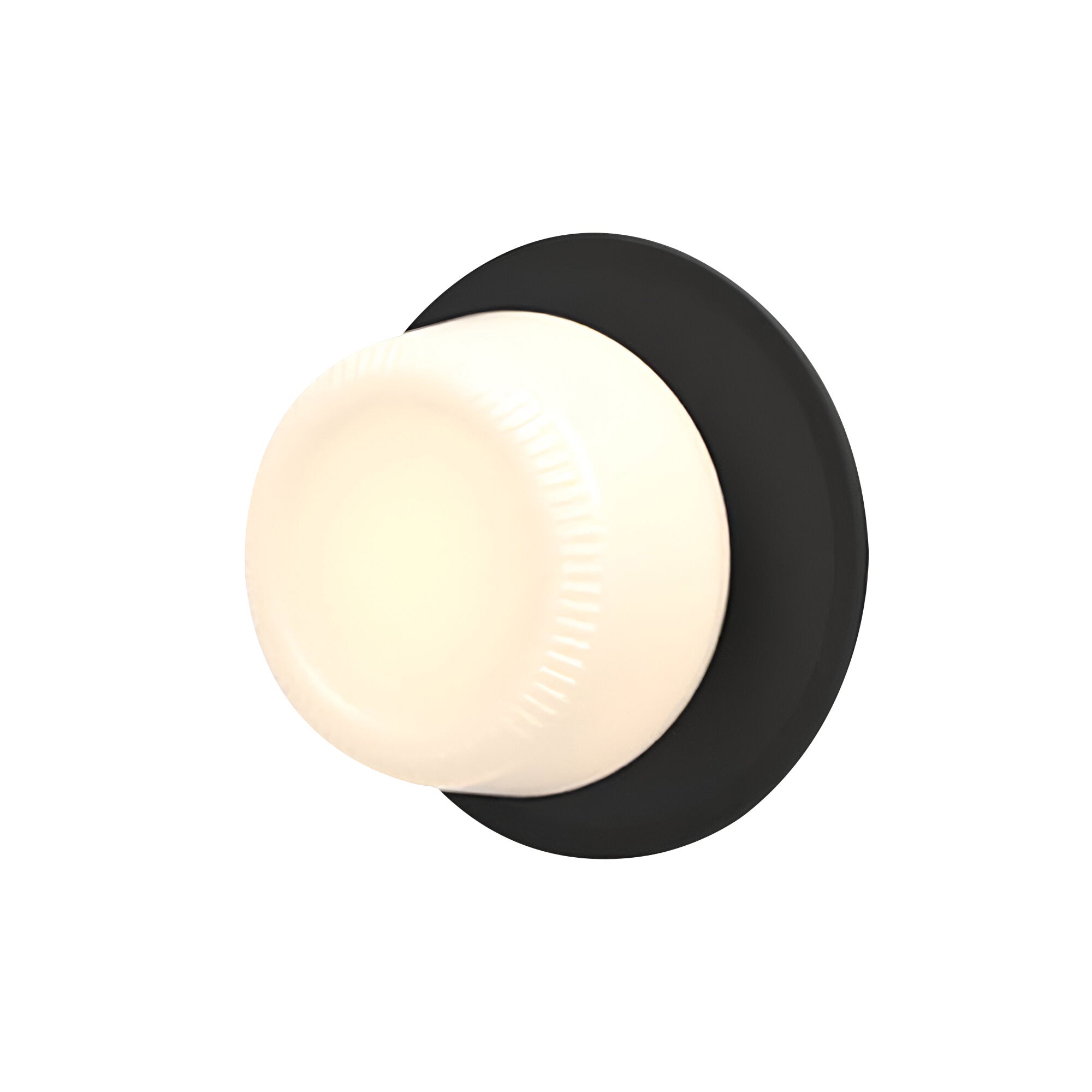 Pastille Wall Lamp: Disc + Ribbed + Matte Black