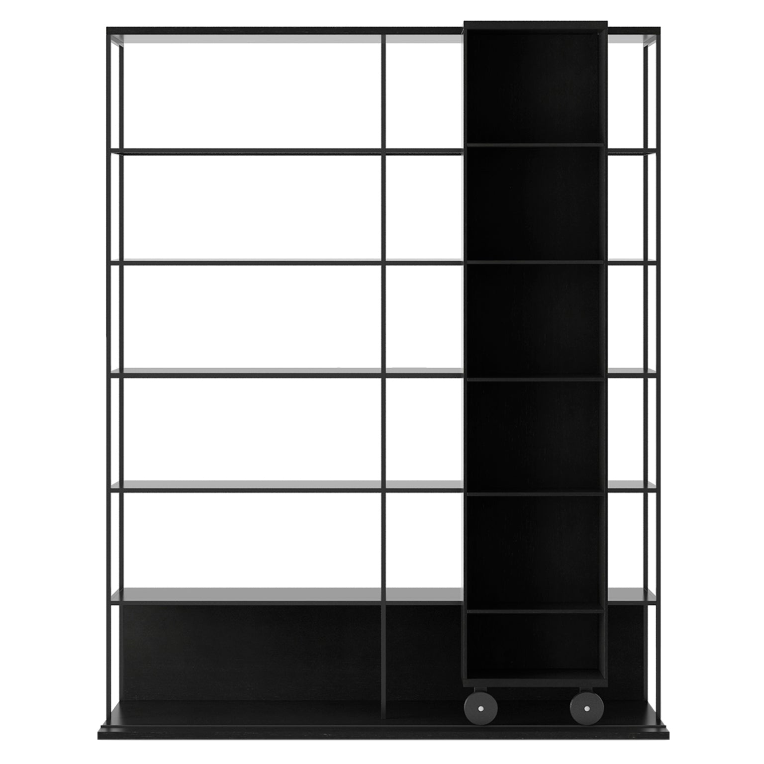 Literatura Open Shelf: Composition 3 + Ebony Stained Oak + With Glider Shelf