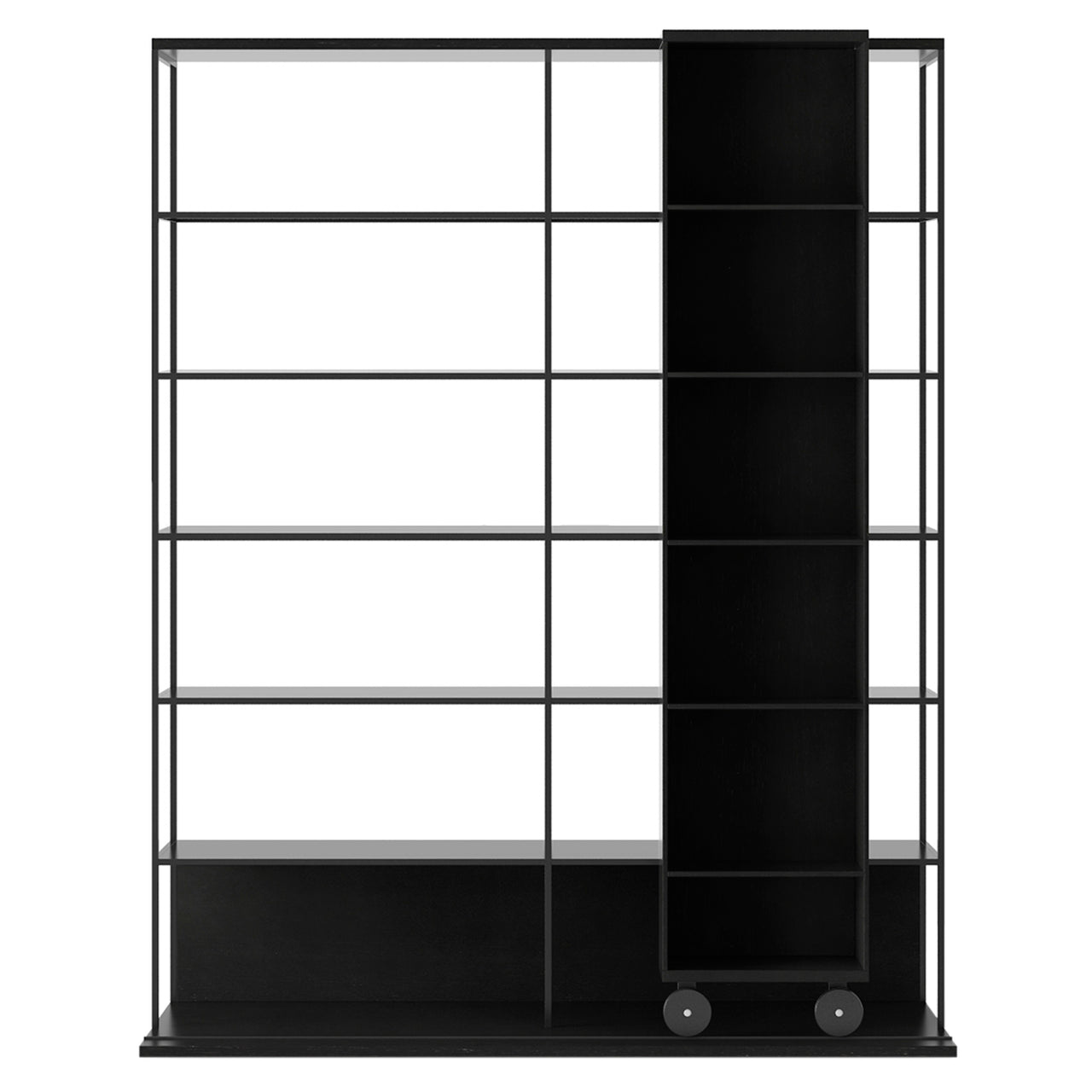 Literatura Open Shelf: Composition 3 + Ebony Stained Oak + With Glider Shelf