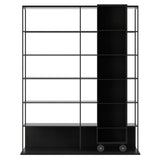 Literatura Open Shelf: Composition 3 + Ebony Stained Oak + With Glider Shelf