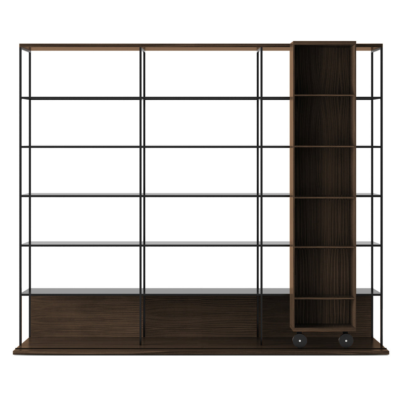 Literatura Open Shelf: Composition 5 + Dark Stained Walnut + With Glider Shelf