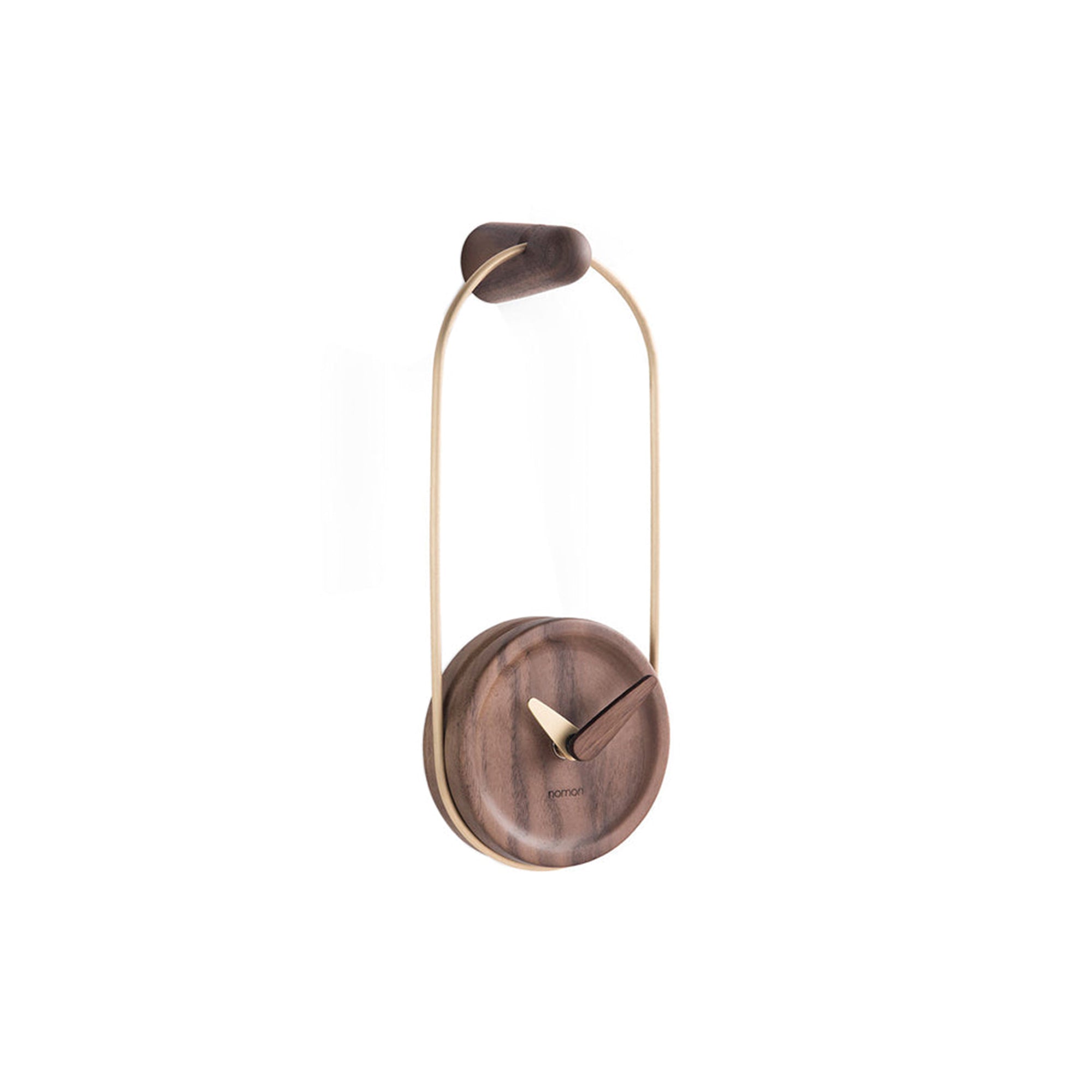 Micro Eslabón Clock: Polished Brass + Walnut