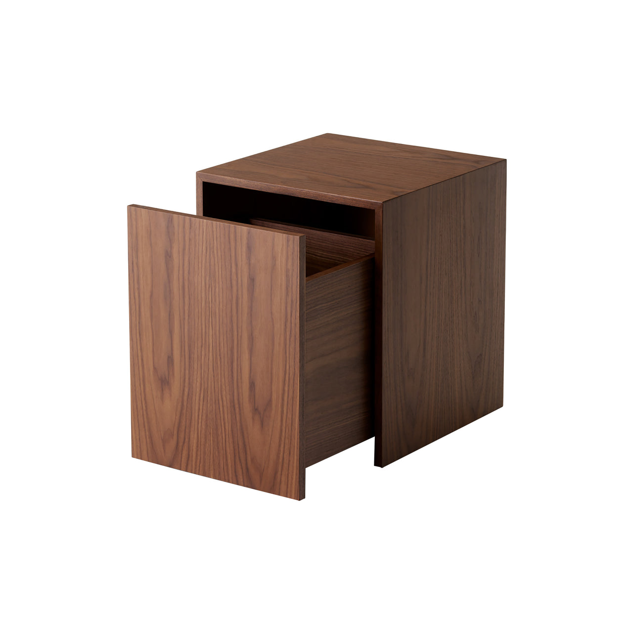 Mass Side Table: With Drawer + Walnut