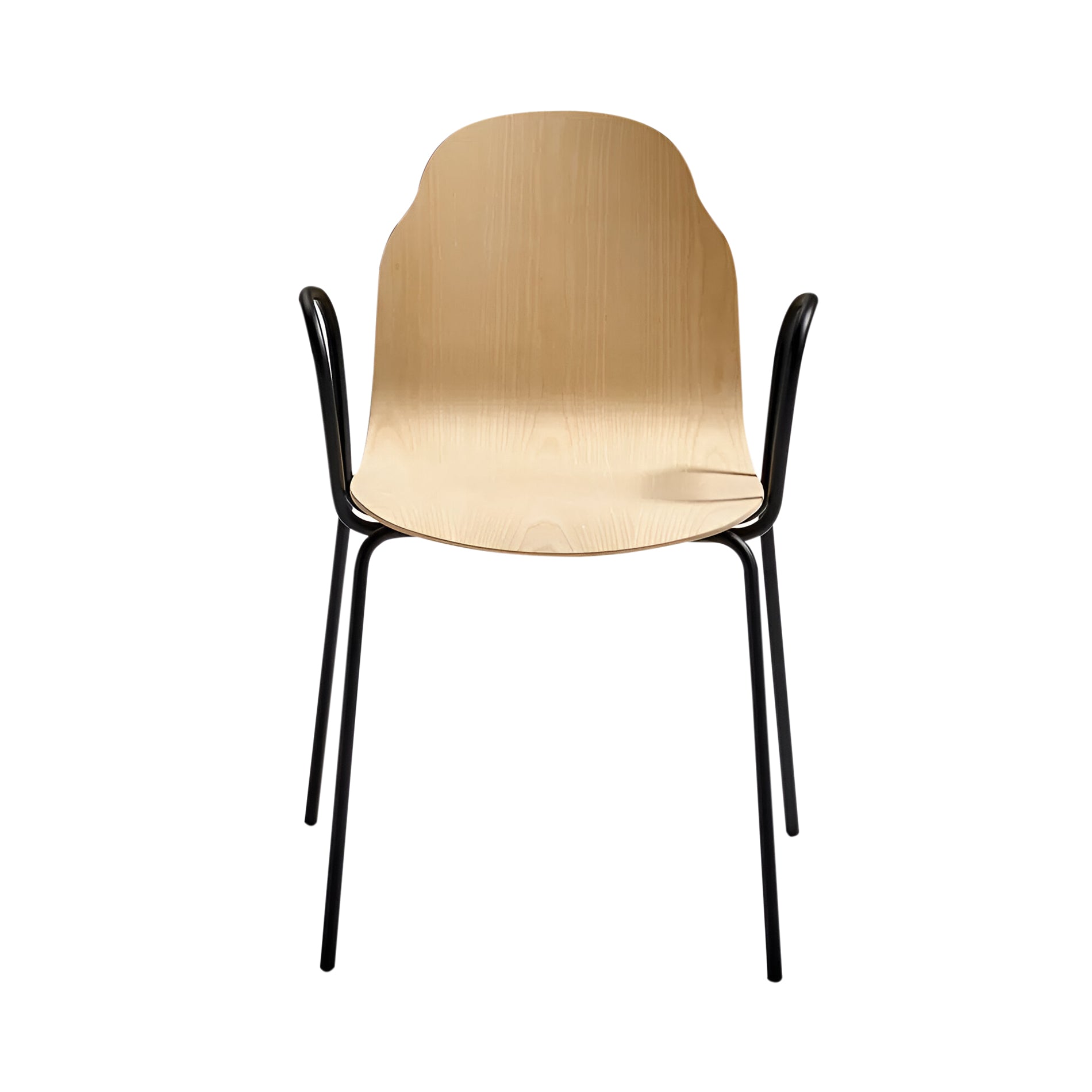 Body Stacking Chair with Armrest: Metal + Natural Matt Laquered