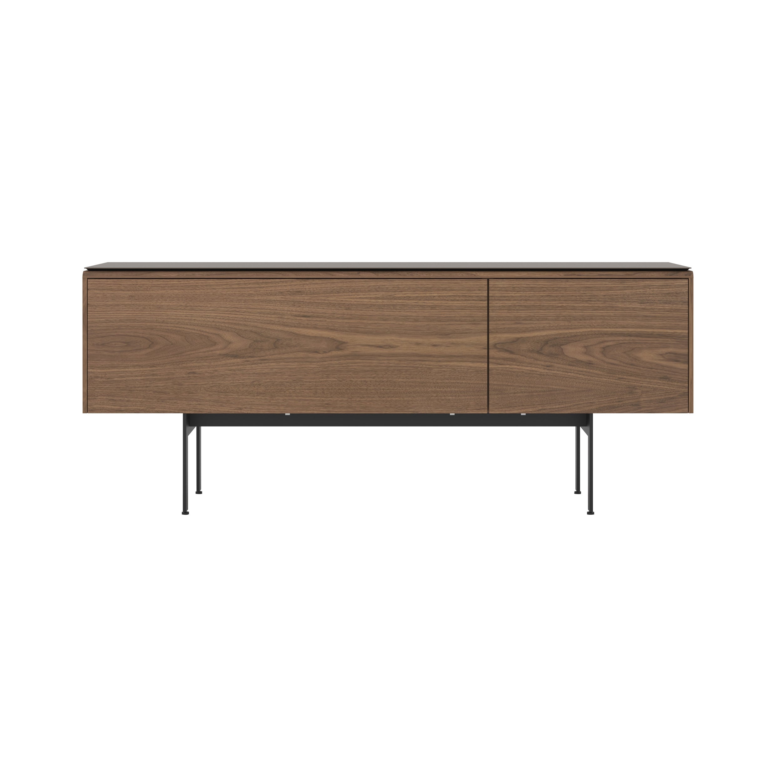 Malmo Small Sideboard with Top Panel: Composition 1 + Walnut Stained Walnut + Dekton Kelya +  Black