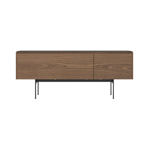 Malmo Small Sideboard with Top Panel: Composition 1 + Walnut Stained Walnut + Dekton Kelya +  Black