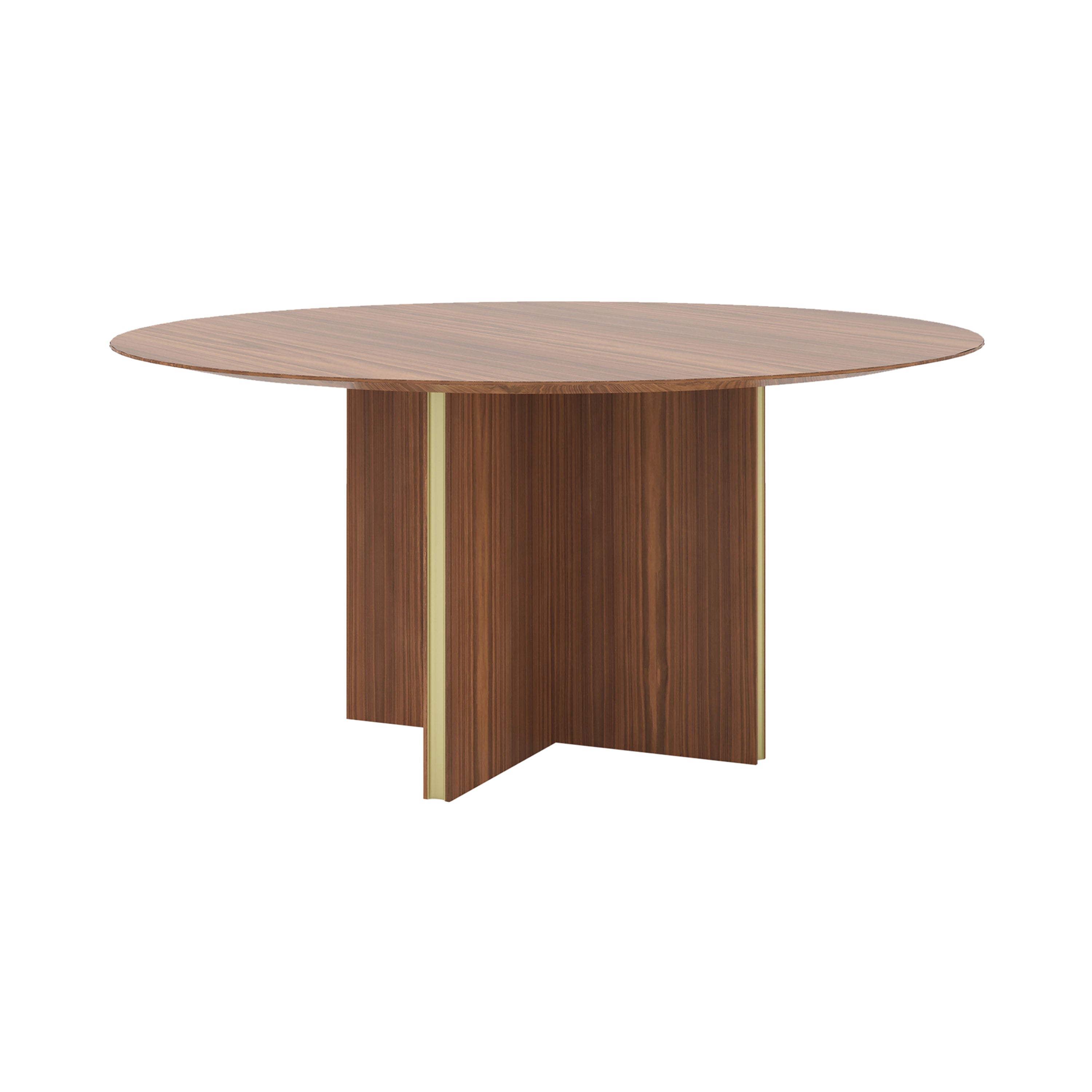 Stockholm Round Table: Walnut Stained Walnut + Anodized Aluminum Gold