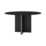 Stockholm Ceramic Round Table: Dekton Keyla + Dark Grey Stained Oak + Anodised Aluminum Bronze