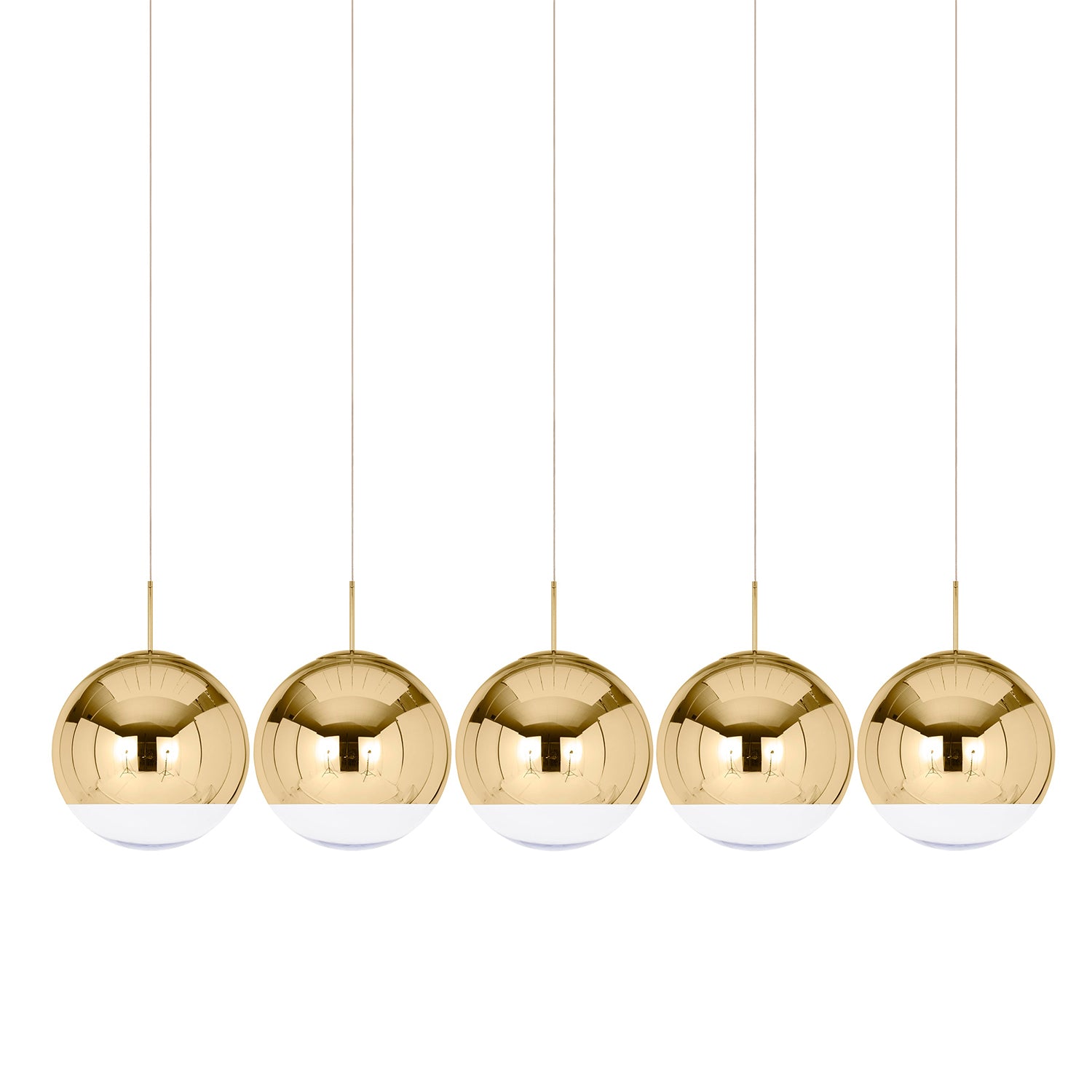 Mirror Ball 25 cm Linear Pendant System: Gold