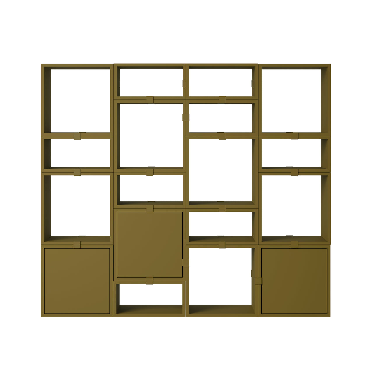 Stacked Storage System: Bookcase - Quick Ship + Configuration 4 + Brown Green