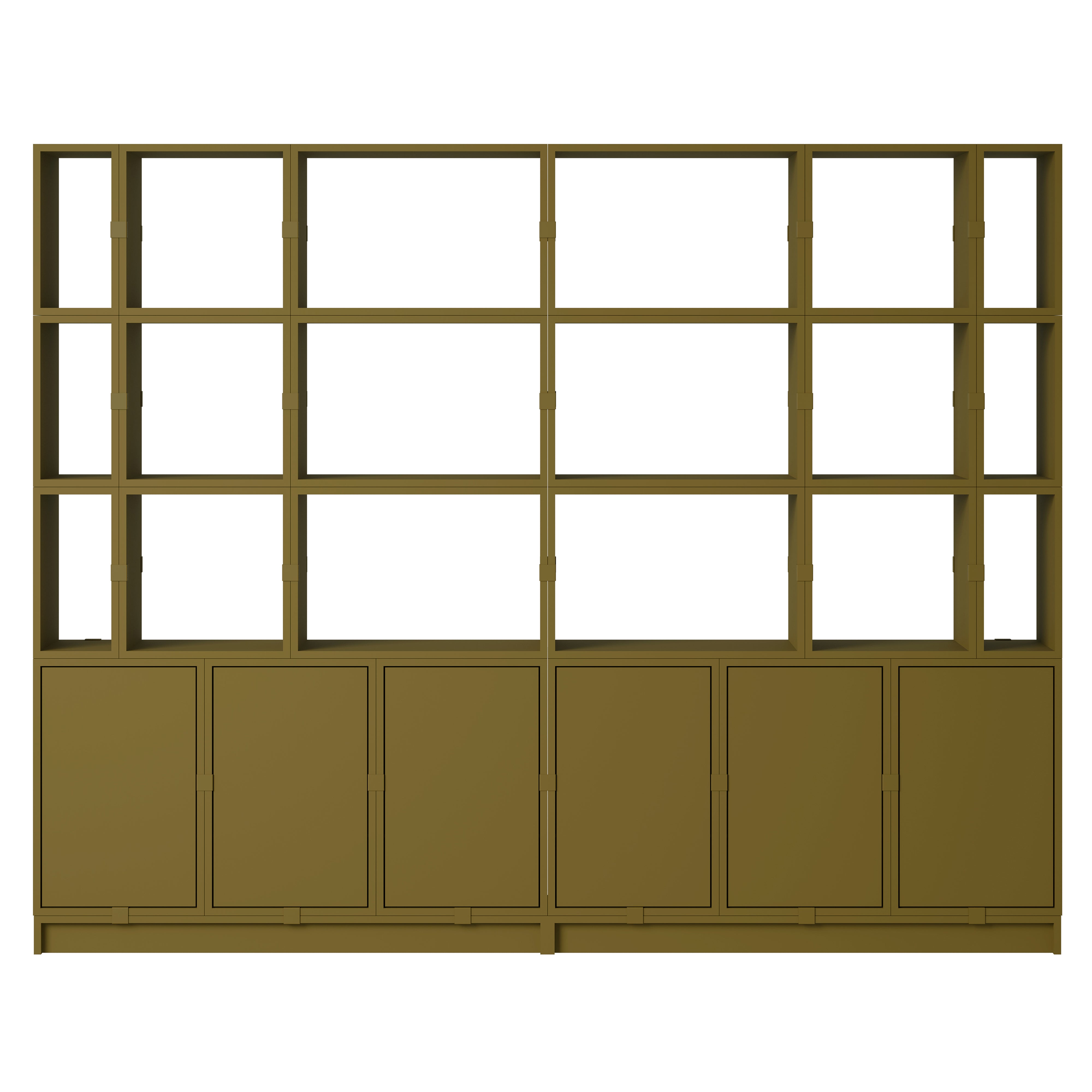 Stacked Storage System: Office Storage - Quick Ship + Configuration 2 + Brown Green