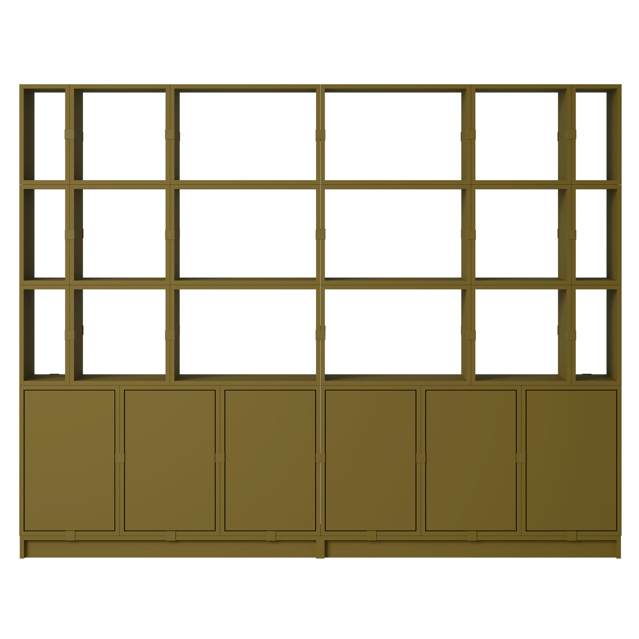 Stacked Storage System: Office Storage - Quick Ship + Configuration 2 + Brown Green