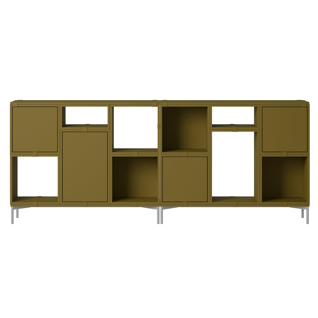 Stacked Storage System: Office Storage - Quick Ship + Configuration 3 + Brown Green