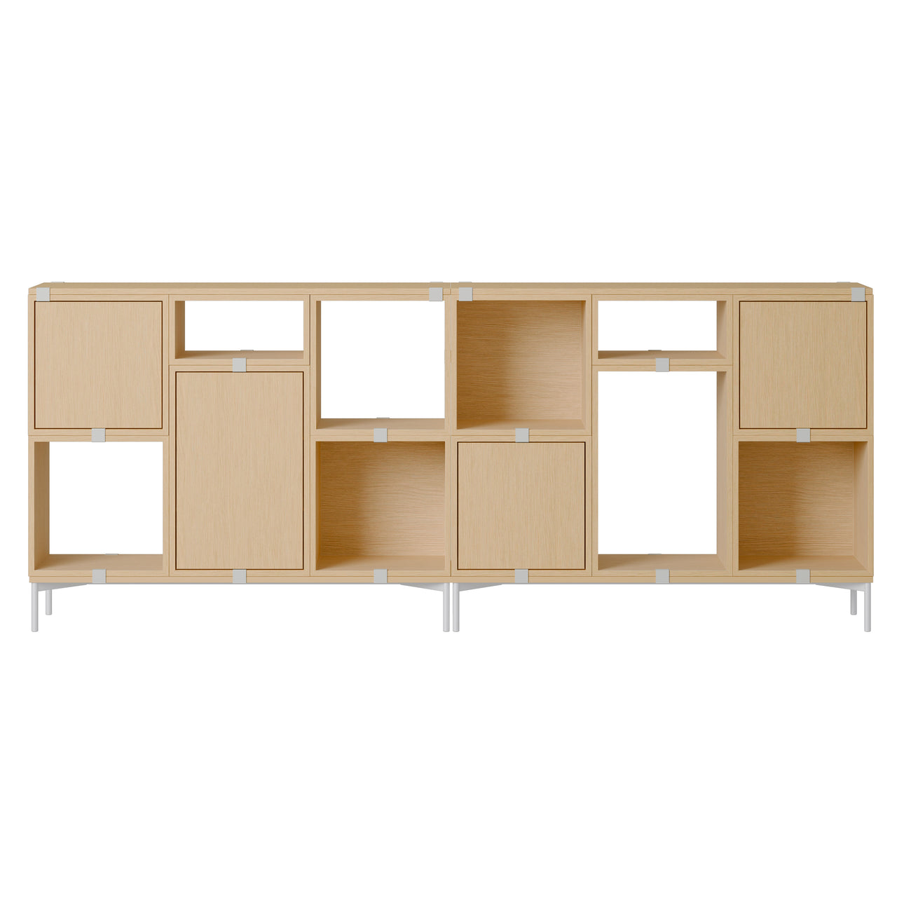 Stacked Storage System: Office Storage - Quick Ship + Configuration 3 + Oak